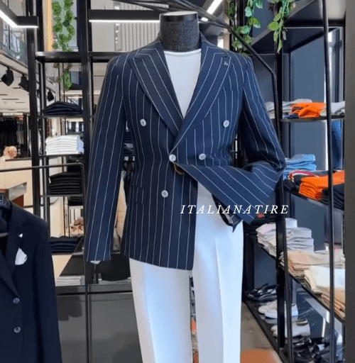 Navy striped Double Breasted Blazer by Italian Atire (Special Edition) - Image 4