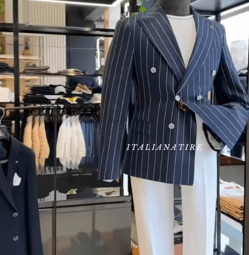 Navy striped Double Breasted Blazer by Italian Atire (Special Edition) - Image 3