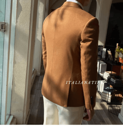 Camel Double Breasted One Piece Blazer by Italian Atire - Image 3