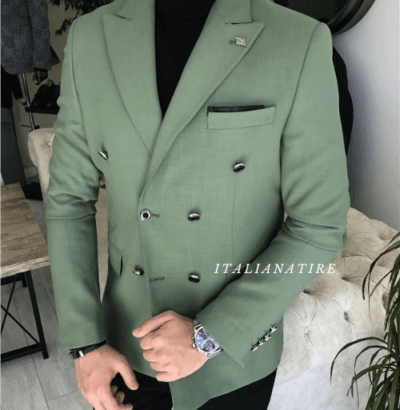 Green Double Breasted one piece Blazer by Italian Atire