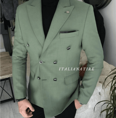 Green Double Breasted one piece Blazer by Italian Atire - Image 2