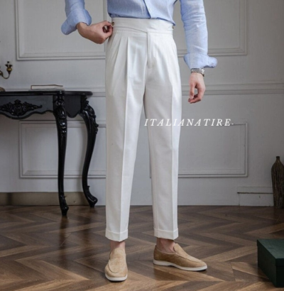 Frost White Classic Buttoned Gurkha Pants -by-Italian Atire - Image 5