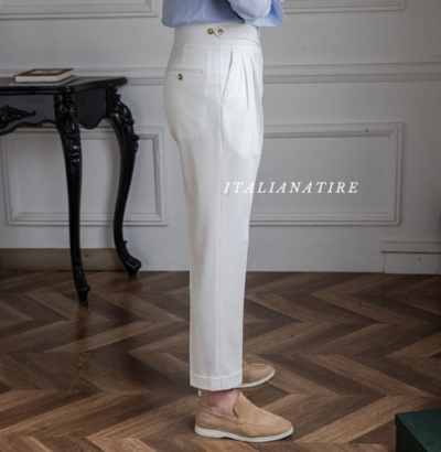 Frost White Classic Buttoned Gurkha Pants -by-Italian Atire - Image 9