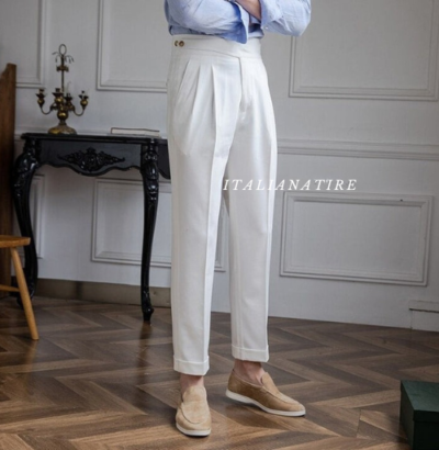 Frost White Classic Buttoned Gurkha Pants -by-Italian Atire - Image 8