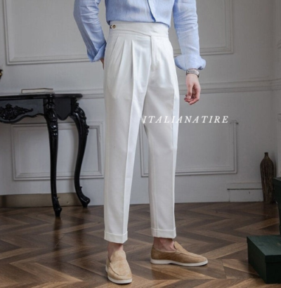 Frost White Classic Buttoned Gurkha Pants -by-Italian Atire - Image 7