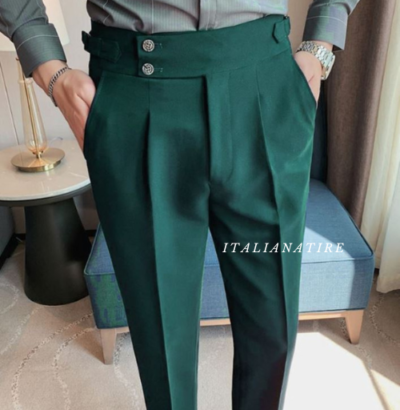 Bottle Green Signature Buttoned Gurkha Pants -by-Italian Atire - Image 4