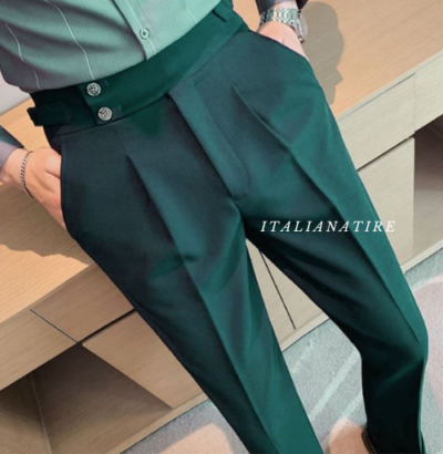 Bottle Green Signature Buttoned Gurkha Pants -by-Italian Atire - Image 2