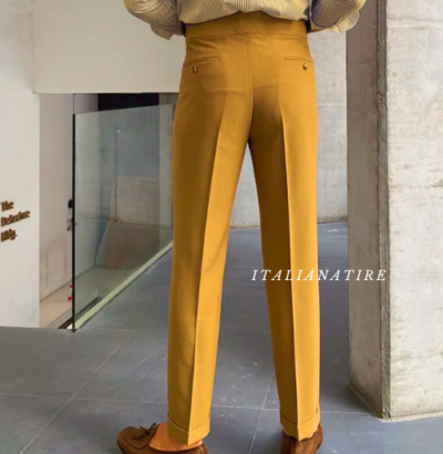 Camel Signature Buttoned Gurkha-pants-by-Italian Attire - Image 3