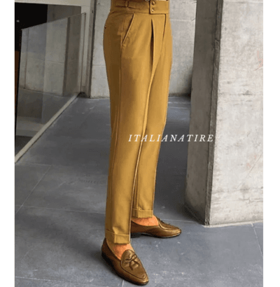 Camel Signature Buttoned Gurkha-pants-by-Italian Attire - Image 4