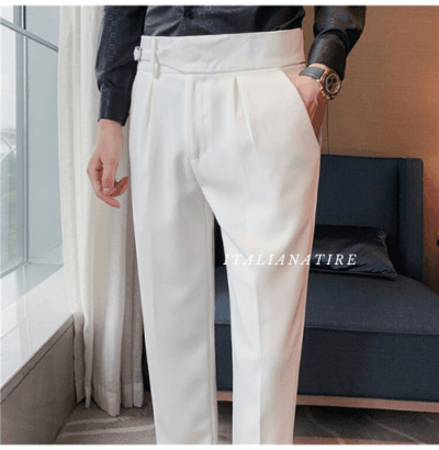 White Single Buckle Gurkha Pants -by-Italian Atire - Image 2