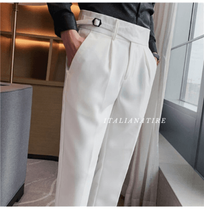 White Single Buckle Gurkha Pants -by-Italian Atire - Image 4