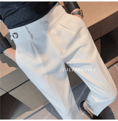 White Single Buckle Gurkha Pants -by-Italian Atire - Image 5