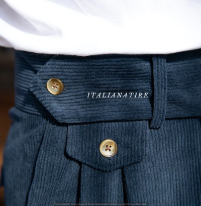 Navy Corduroy Signature Gurkha Pants -by-Italian Atire - Image 6