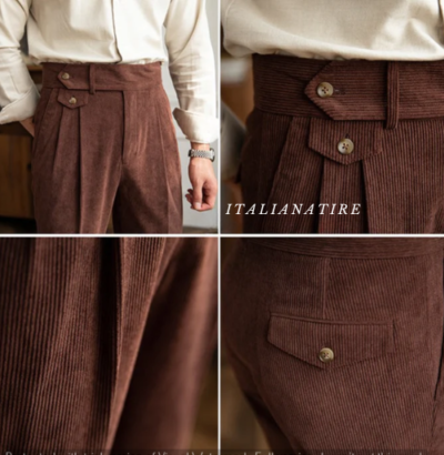 Brown Corduroy Signature Gurkha-pants-by-Italian Attire - Image 3