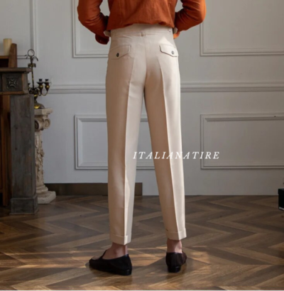 Beige Classic Buckle Gurkha Pants -by-Italian Atire - Image 6