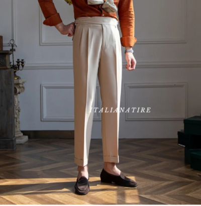 Beige Classic Buckle Gurkha Pants -by-Italian Atire - Image 4