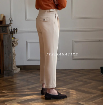 Beige Classic Buckle Gurkha Pants -by-Italian Atire - Image 9