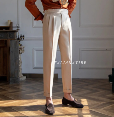 Beige Classic Buckle Gurkha Pants -by-Italian Atire - Image 10