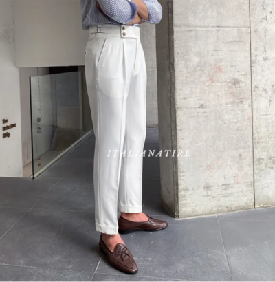 White Signature Buttoned Gurkha-pants-by-Italian Attire - Image 6