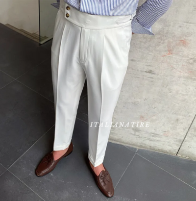 White Signature Buttoned Gurkha-pants-by-Italian Attire - Image 4