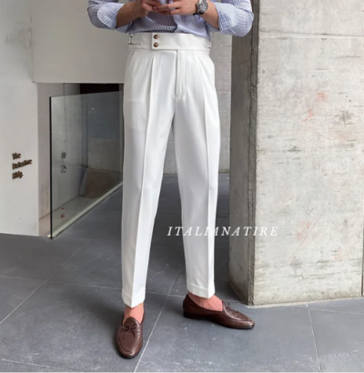 White Signature Buttoned Gurkha-pants-by-Italian Attire - Image 7