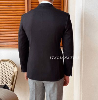 Black Double Breasted One Piece Blazer by Italian Atire - Image 3