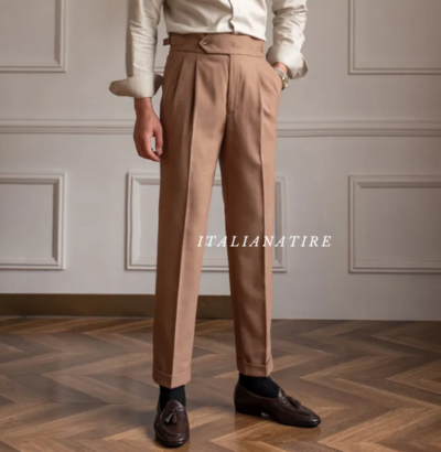 Italian Khakhi Signature Gurkha Trouser -by-Italian Atire