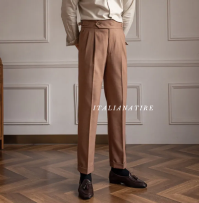 Italian Khakhi Signature Gurkha Trouser -by-Italian Atire - Image 3