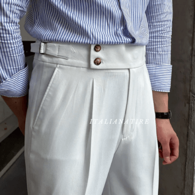 White Signature Buttoned Gurkha-pants-by-Italian Attire