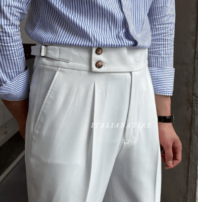 White Signature Buttoned Gurkha-pants-by-Italian Attire