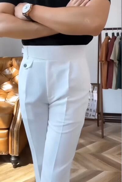 white single buckel Gurkha-pants-by-Italian Attire