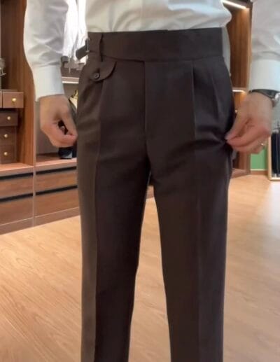 brown single buckel Gurkha-pants-by-Italian Attire - Image 6