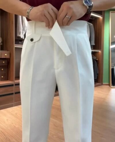 white single buckel Gurkha-pants-by-Italian Attire - Image 8