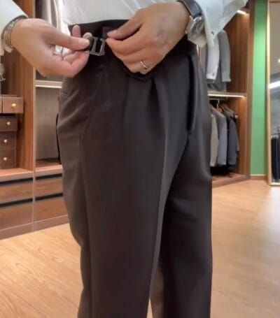 brown single buckel Gurkha-pants-by-Italian Attire - Image 5