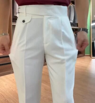 white single buckel Gurkha-pants-by-Italian Attire - Image 6