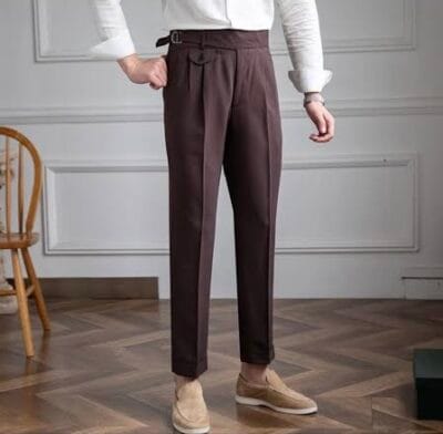 brown single buckel Gurkha-pants-by-Italian Attire - Image 2