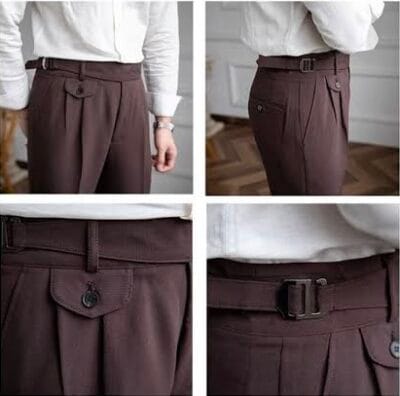 brown single buckel Gurkha-pants-by-Italian Attire - Image 3