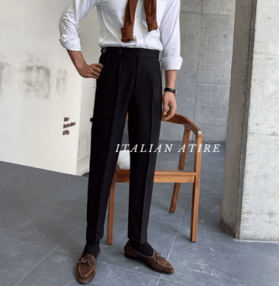 Dark Black Gurkha-pants-by-Italian Attire - Image 7