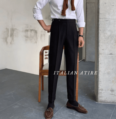 Dark Black Gurkha-pants-by-Italian Attire - Image 2